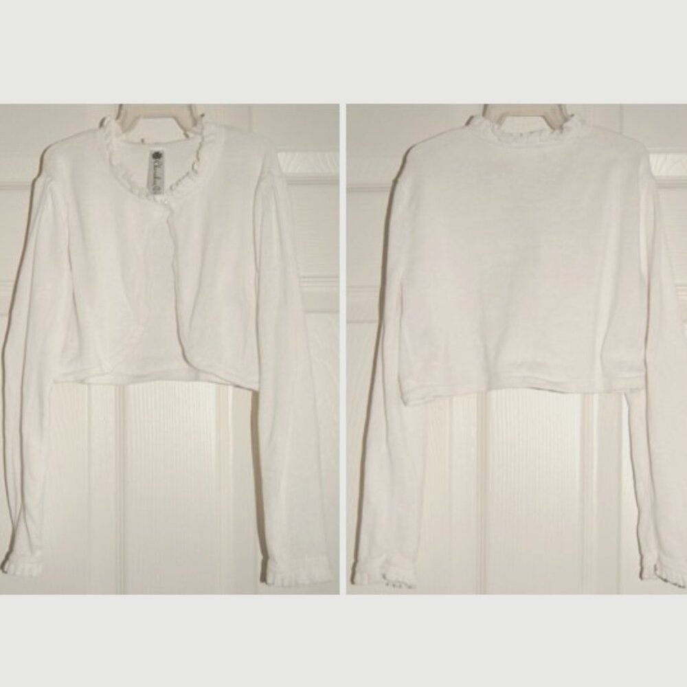 Cherokee Girls Size 5T, White Cotton Knit Bolero Cardigan